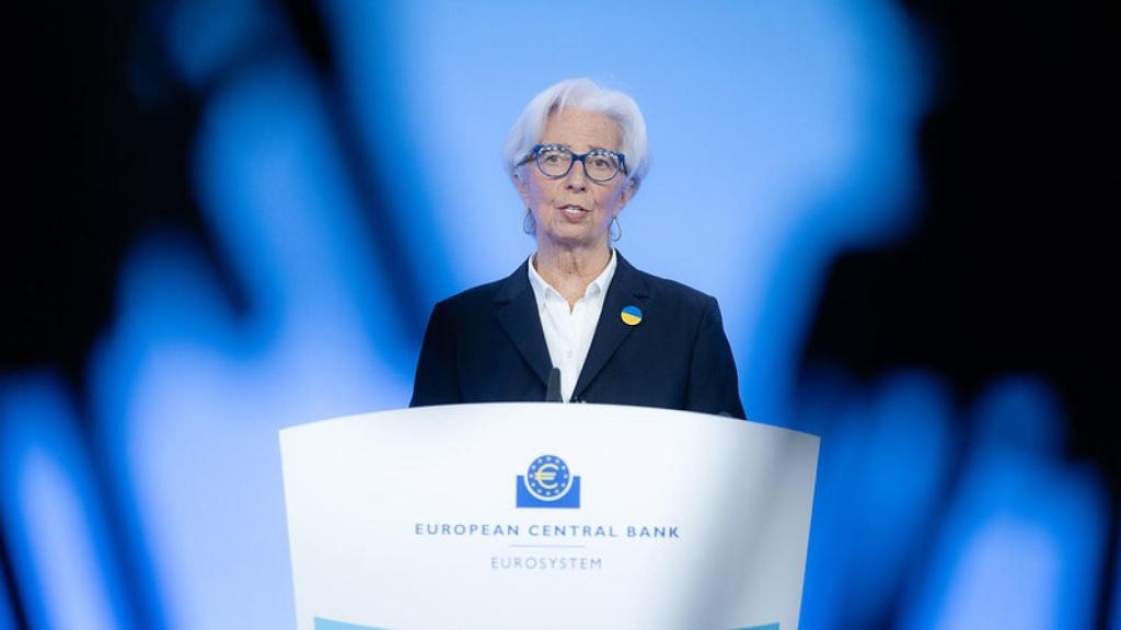 Christine Lagarde, presidenta del BCE, durante una rueda de prensa.