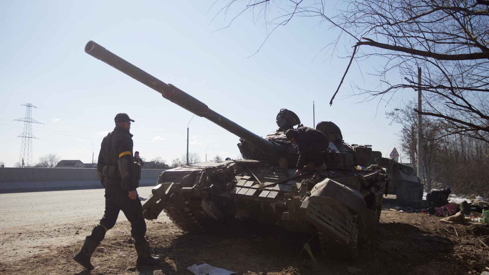 Un tanque ucraniano en las afueras de la capital este pasado jueves.