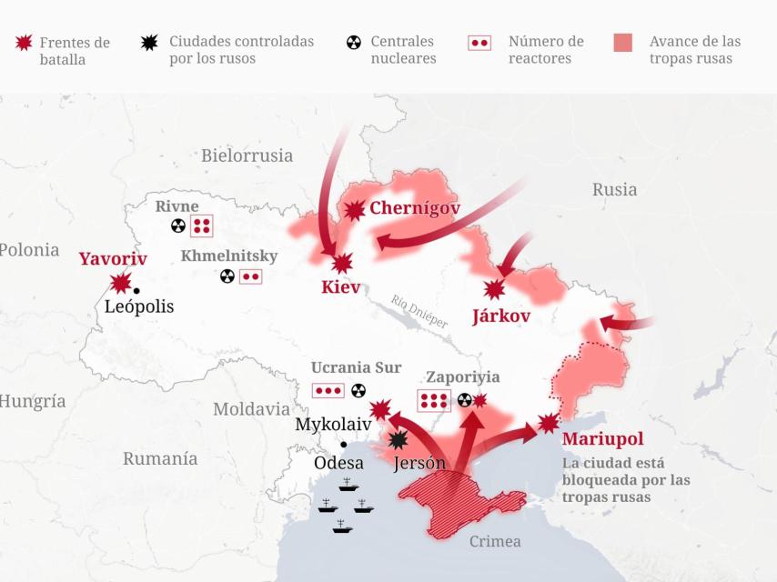 Avance de las tropas rusas en Ucrania.