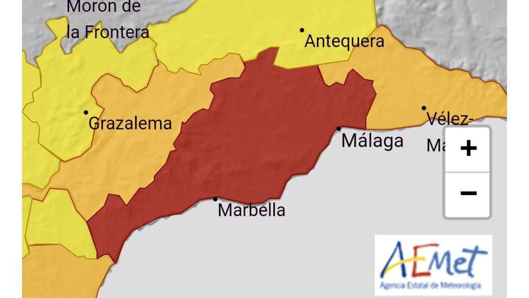 Aviso de Meteorología por fuertes lluvias en Málaga.