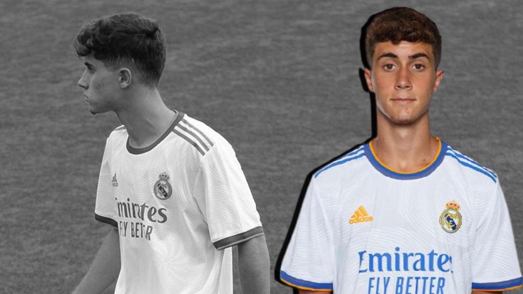 Álvaro Ginés, en un fotomontaje durante un partido con el Juvenil del Real Madrid.