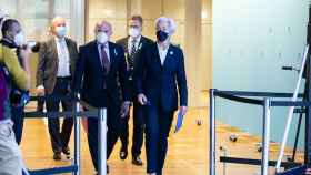 Christine Lagarde, presidenta del BCE, junto con el vicepresidente, Luis de Guindos, el pasado jueves.