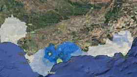 Mapa de la lluvia en la provincia de Málaga.