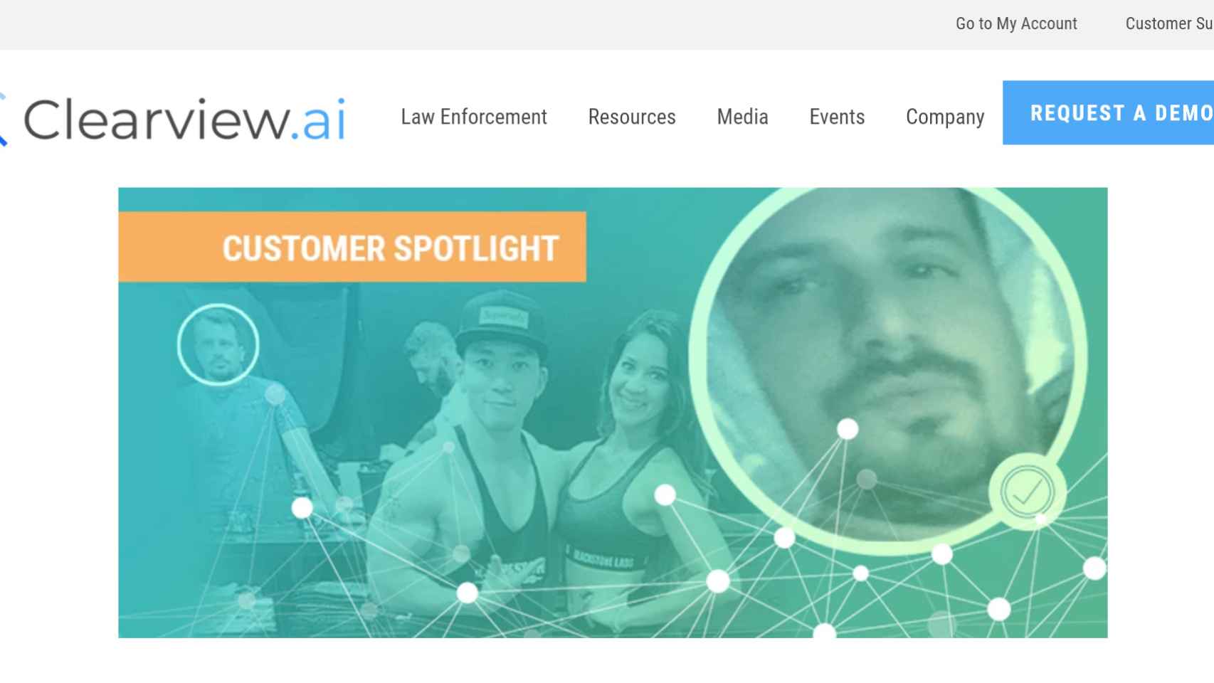 Captura de la web de Clearview con la imagen de un sospechoso