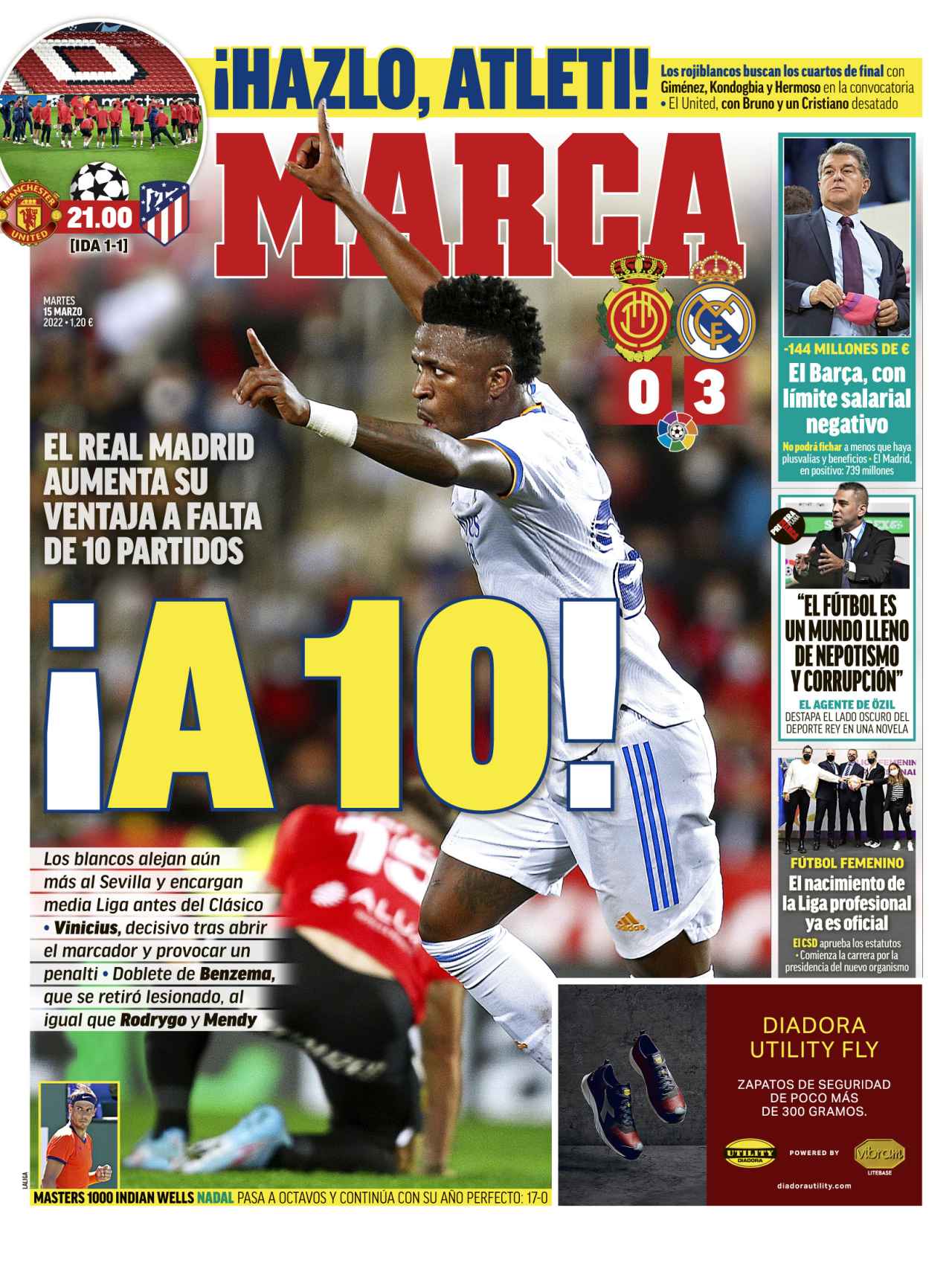 La portada del diario Marca (15/03/2022)