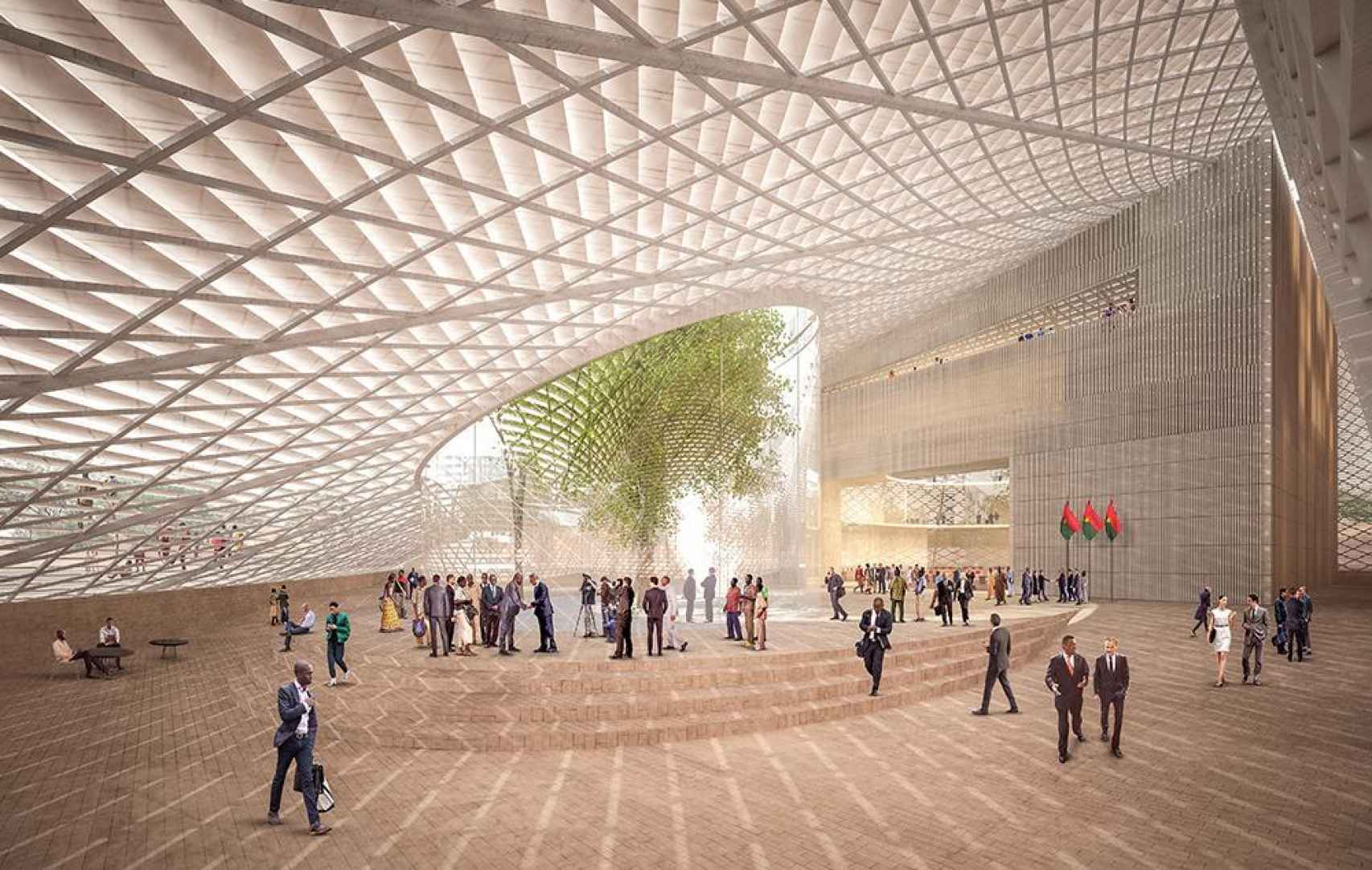 Imagen virtual de la Asamblea Nacional de Burkina Faso. Foto: Kéré Architecture