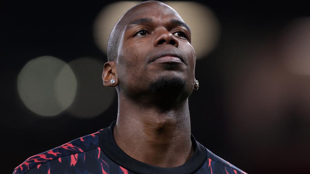 Paul Pogba, durante el calentamiento del Manchester United