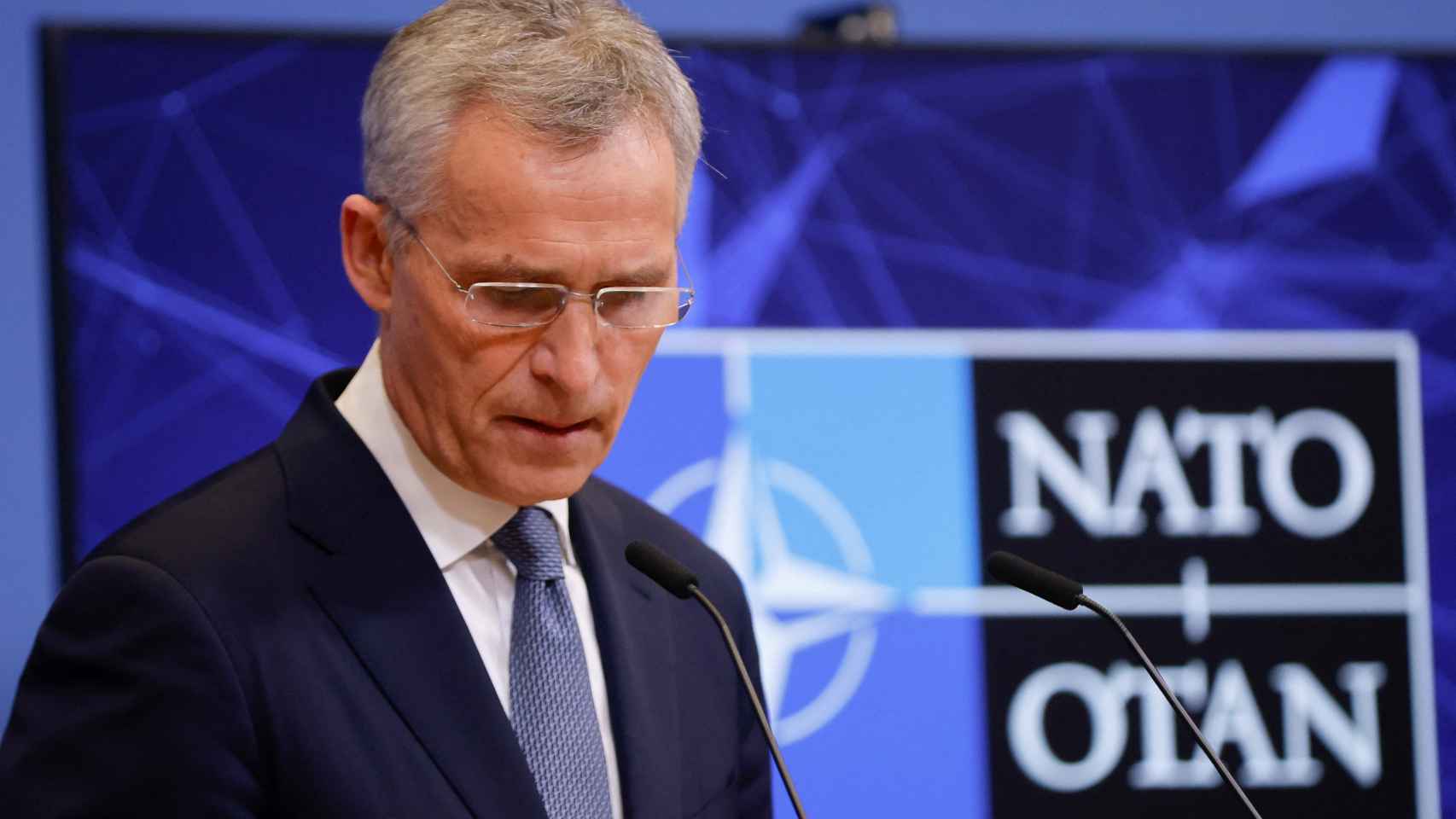 El secretario general de la OTAN, Jens Stoltenberg, durante la rueda de prensa de este martes