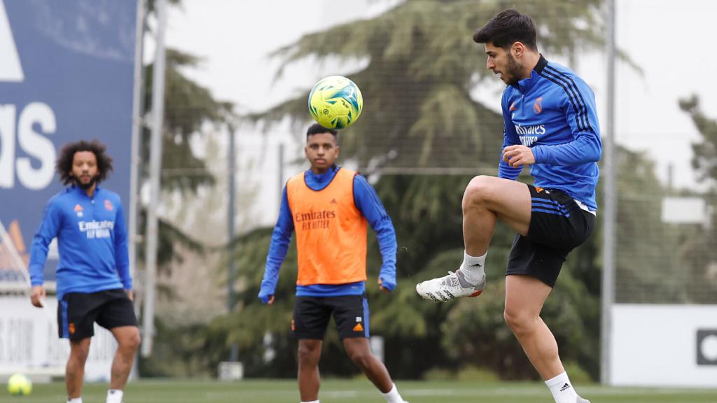 Asensio, en el entrenamiento del Real Madrid