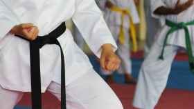 Imagen de archivo de deportistas haciendo Taekwondo.