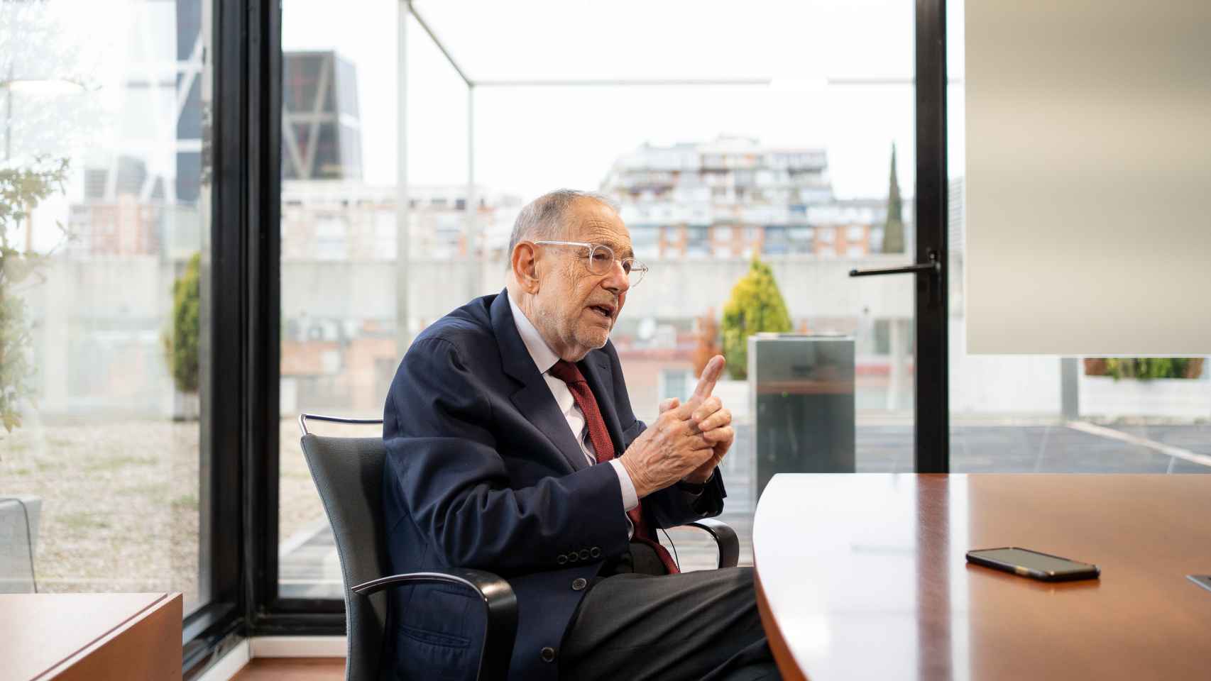 Javier Solana, durante la entrevista celebrada en Esade, en su sede de Madrid.