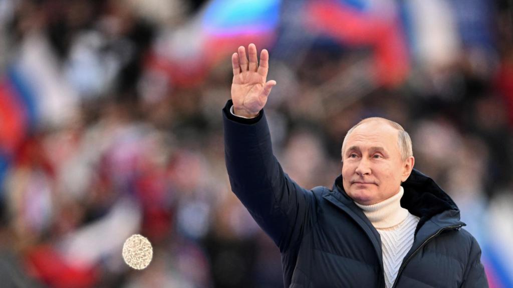 El presidente ruso, Vladímir Putin, en el acto conmemorativo de la anexión de Crimea.