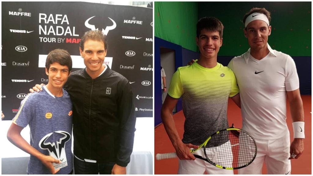 Carlos Alcaraz y Rafa Nadal, en el pasado