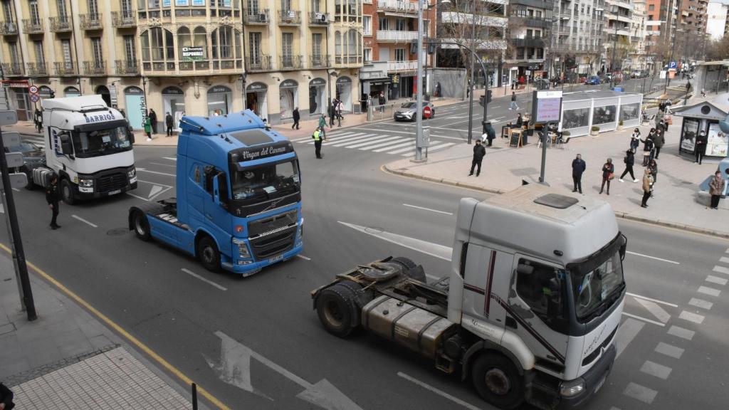 Protesta de los camioneros por el centro de Zamora
