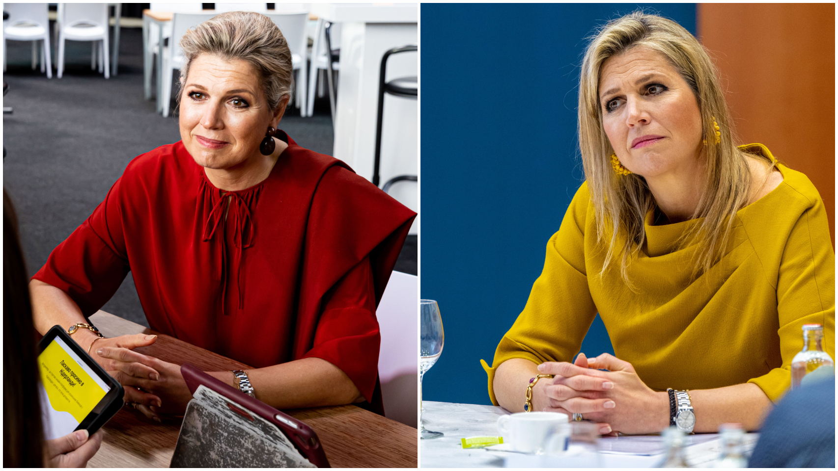 Máxima Zorreguieta, (izq) este viernes 18 de marzo, y (dcha) el pasado miércoles.