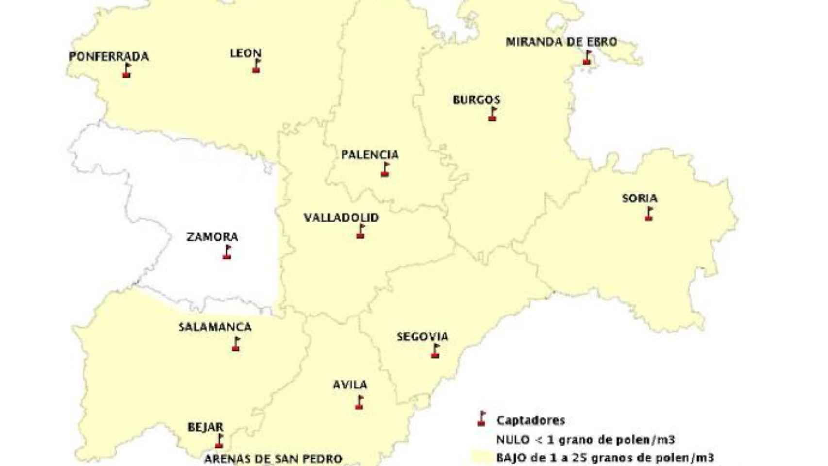 Consulta los mapas del polen en Castilla y León