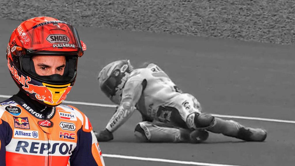 Fotomontaje de Marc Márquez y su caída en Indonesia