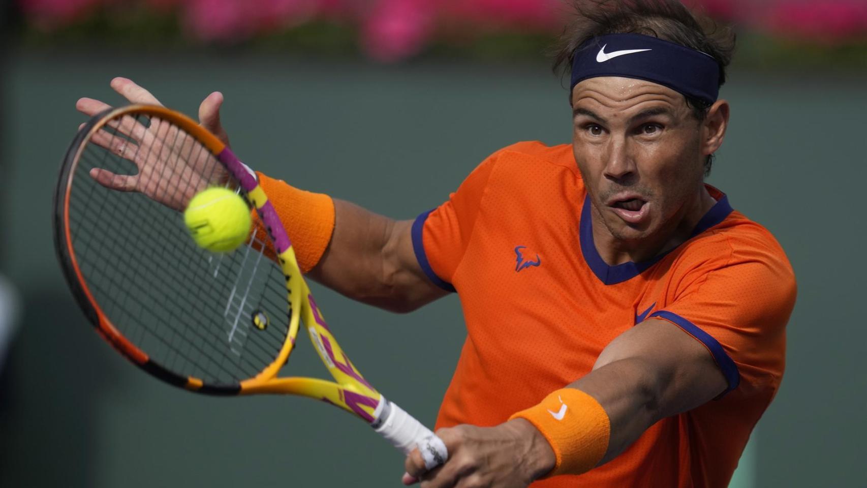 Nadal, durante un partido en Indian Wells.