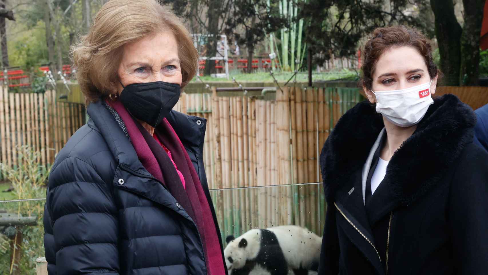 La reina Sofía junto a Isabel Díaz Ayuso en el Zoo de Madrid.