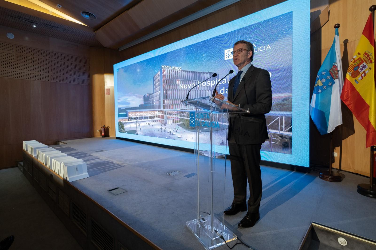 Feijóo durante la presentación del proyecto del nuevo hospital de A Coruña (Fuente: Xunta)