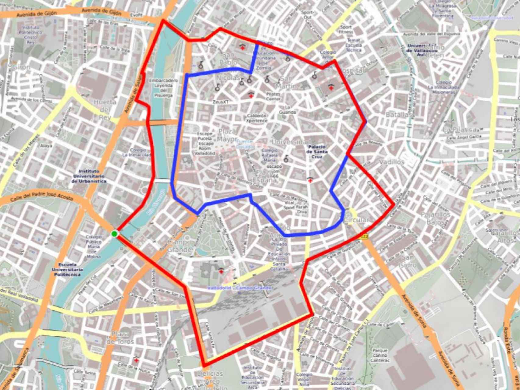 Plano de la ZBE de Valladolid