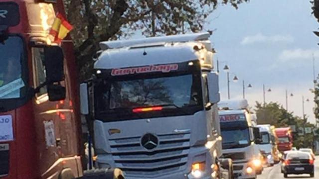 Camioneros en la última protesta llevada a cabo en España.