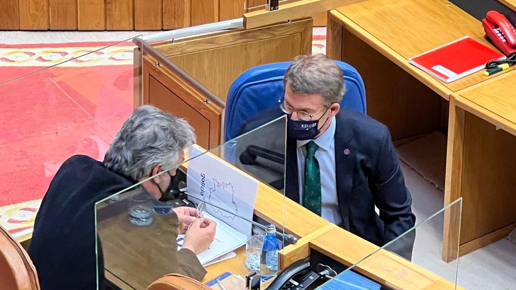 El presidente de la Xunta, Alberto Núñez Feijóo, este martes en el Parlamento gallego. EP