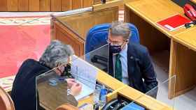 El presidente de la Xunta, Alberto Núñez Feijóo, este martes en el Parlamento gallego. EP