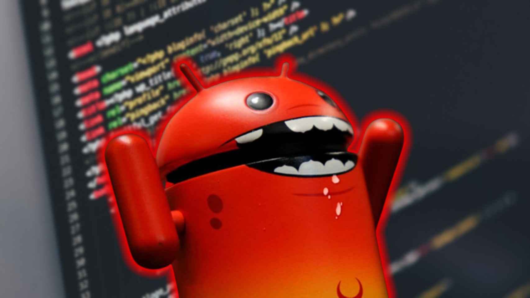 Muñeco de Android en rojo.