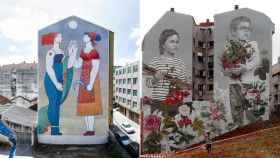 Murales de Xoana Almar y Lula Goce, artistas que participan en Mulleres Extramuros.