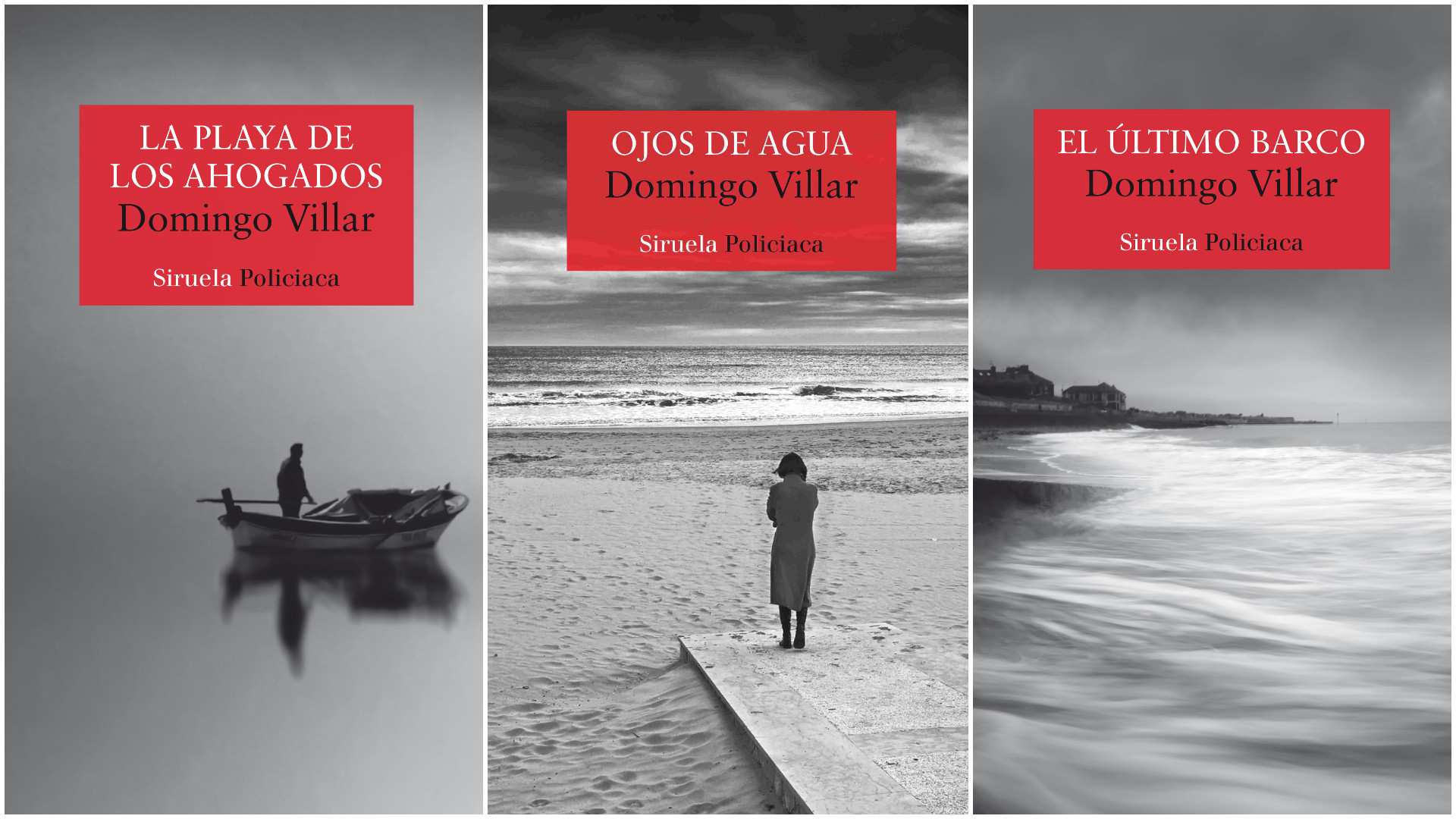 Portadas de las tres novelas de Domingo Villar. Imágenes: Siruela