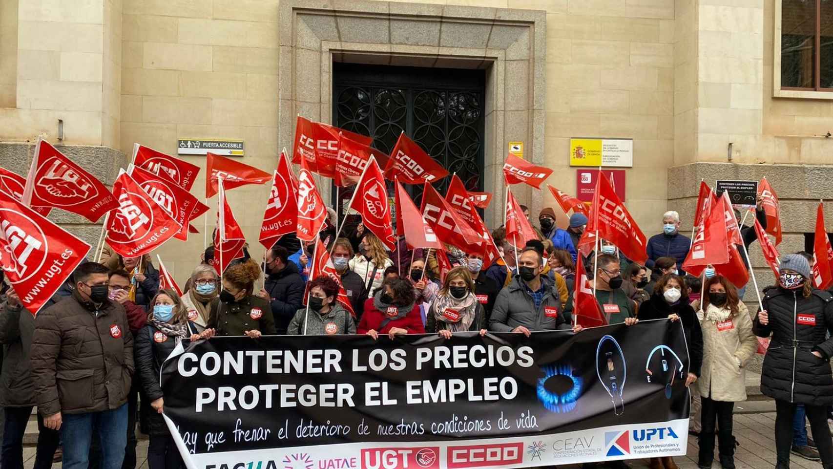 Protesta contra la subida de los precios en Albacete. Foto: UGT CLM