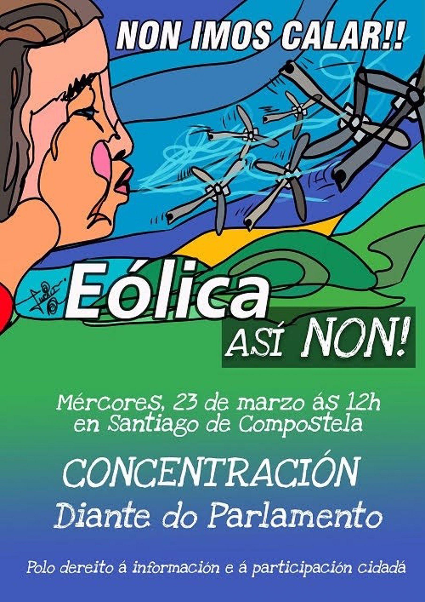 23-03-2022 Cartel de la concentración convocada por Eólica Así Non en Santiago de Compostela
SOCIEDAD 
EÓLICA ASÍ NON