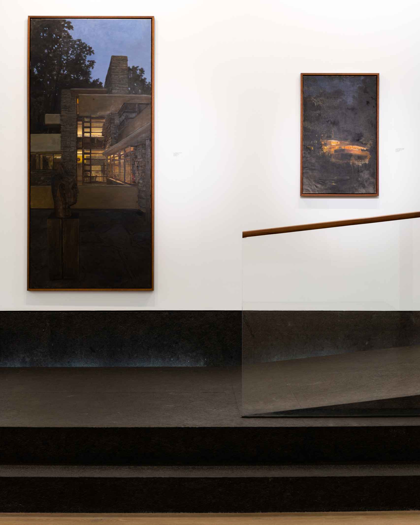 Dos de las pinturas de la serie dedicada a la Casa de la Cascada de Frank Lloyd Wright