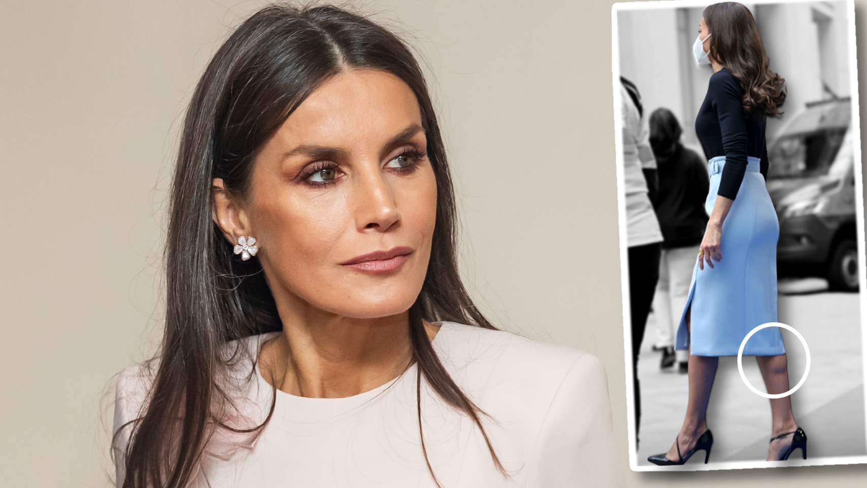 La reina Letizia ha presumido esta semana de los gemelos musculados de sus piernas | Fotomontaje Jaleos