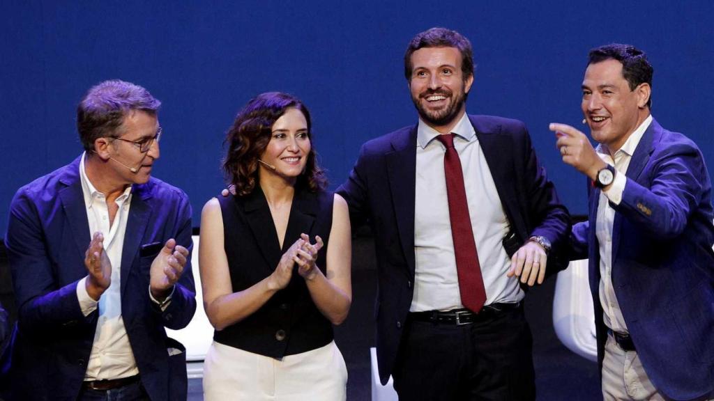 Alberto Núñez Feijóo, Isabel Díaz Ayuso, Pablo Casado y Juanma Moreno.