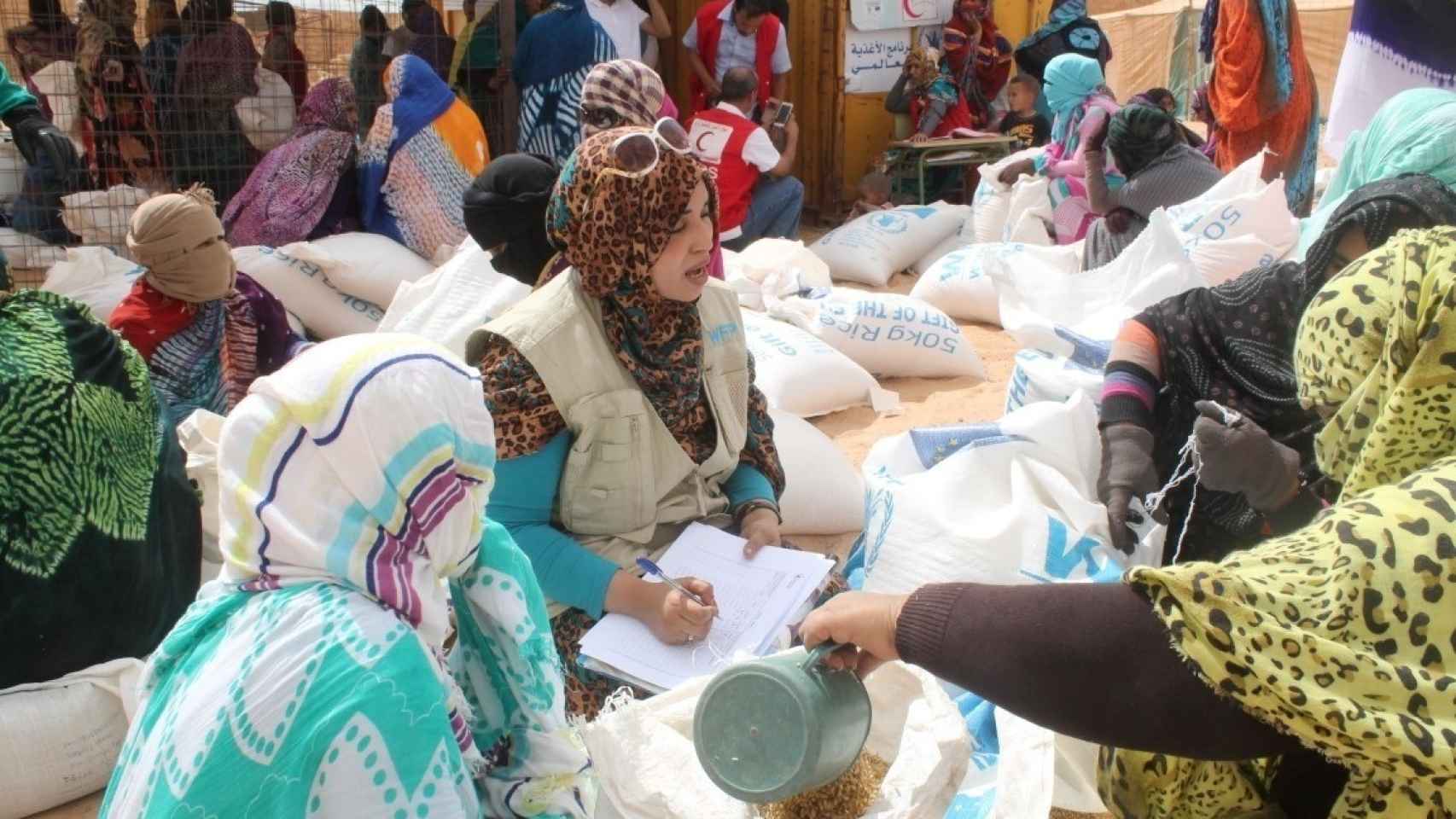 Reparto de ayuda humanitaria en Tinduf