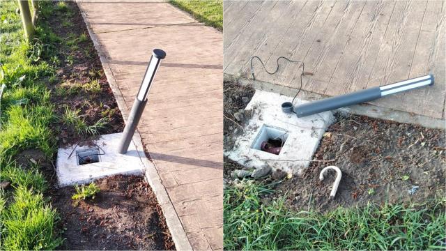 Vandalismo en el sistema eléctrico del paseo fluvial de Vimianzo (A Coruña).