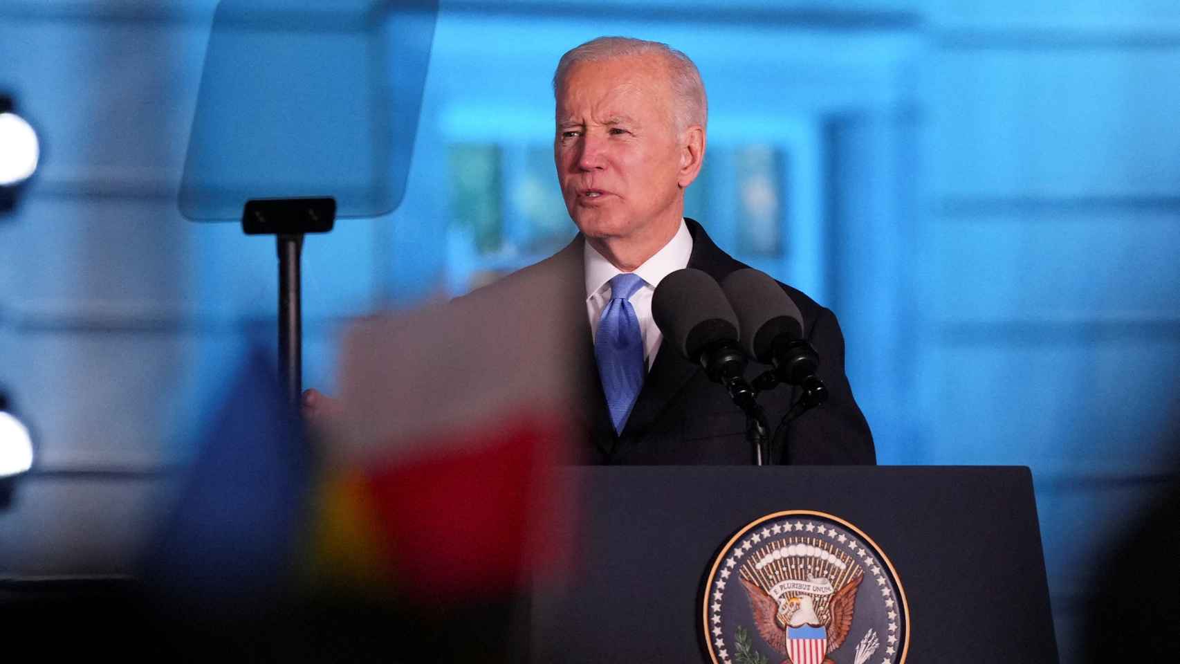 Joe Biden durante su discurso en Varsovia este sábado.