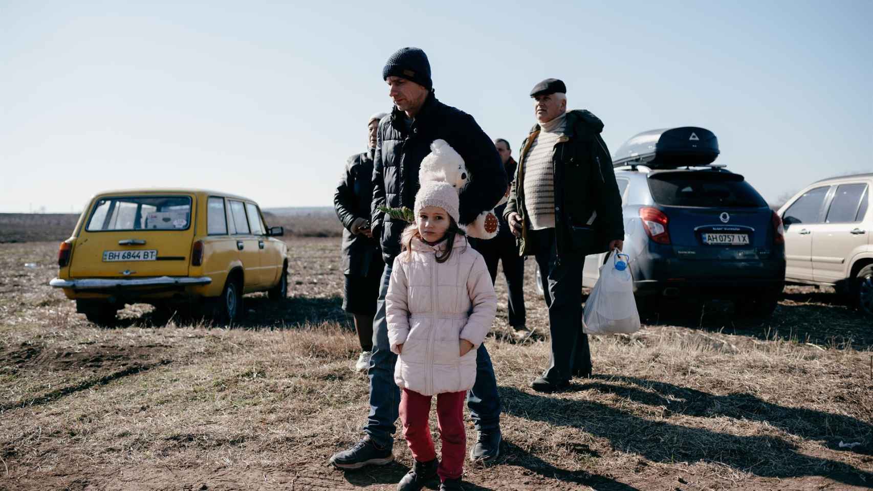 Familias refugiadas ucranianas a su llegada a Moldavia.