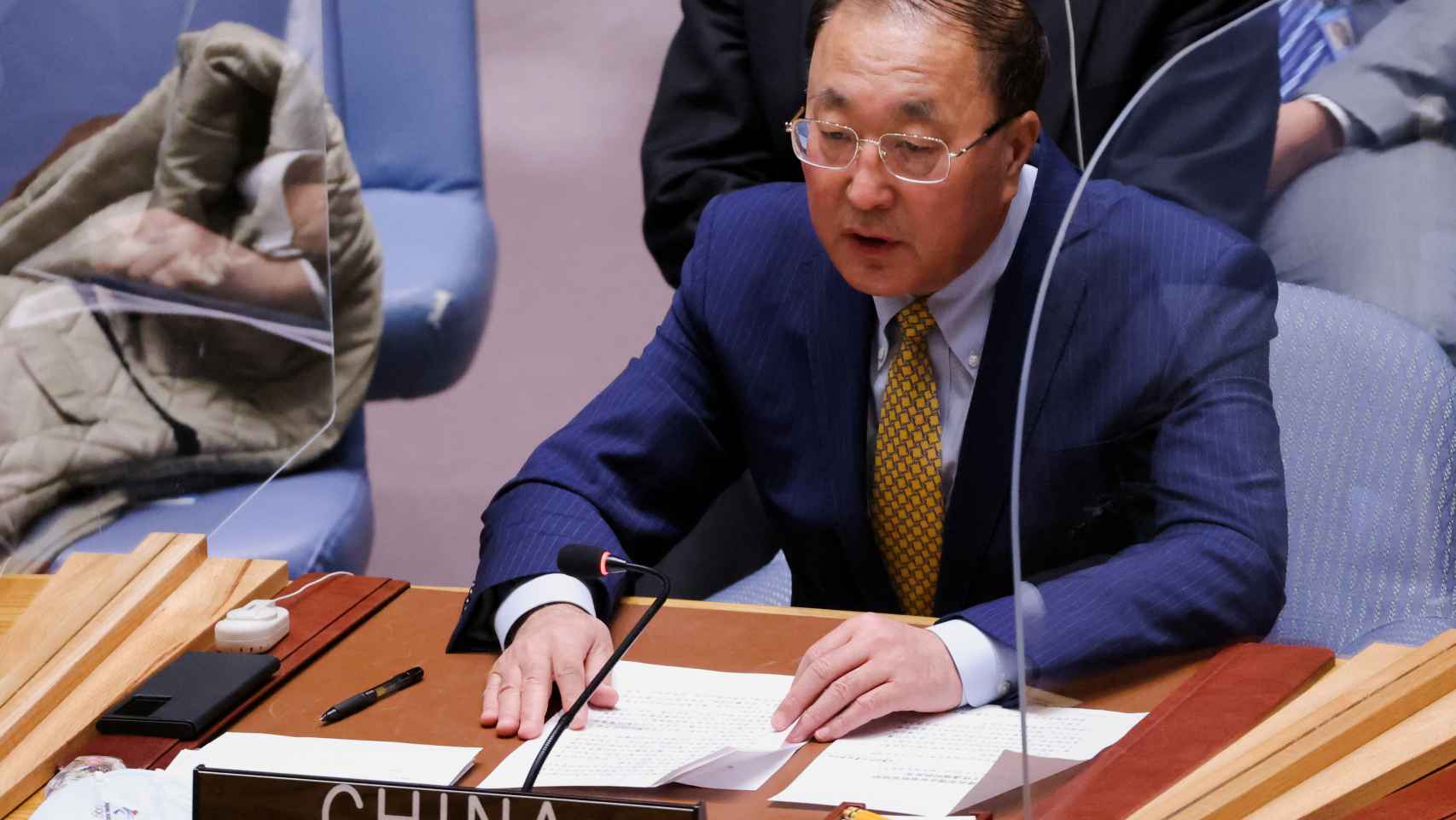 El embajador chino en Naciones Unidas,  Zhang Jun, el pasado 14 de marzo.