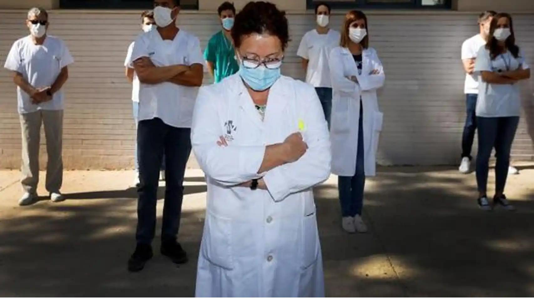 Protesta de facultativos en el centro de salud de San Blas en una imagen de archivo.