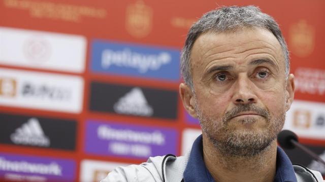 Luis Enrique, en rueda de prensa con la selección española de fútbol
