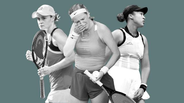 Fotomontaje de Ash Barty, Victoria Azarenka y Naomi Osaka
