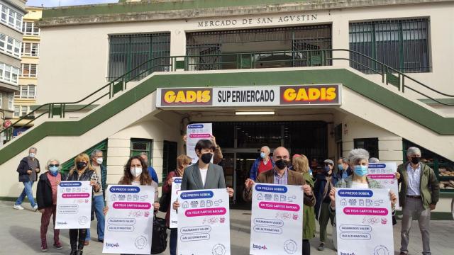 Movilización del BNG frente al Mercado de San Agustín en A Coruña