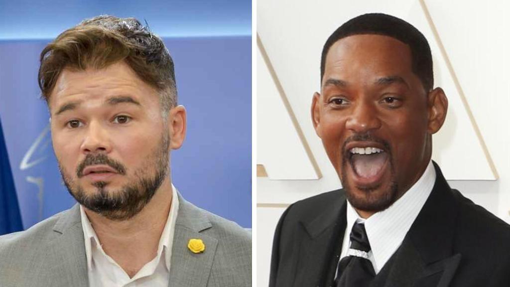 Gabriel Rufián y Will Smith en un fotomontaje.