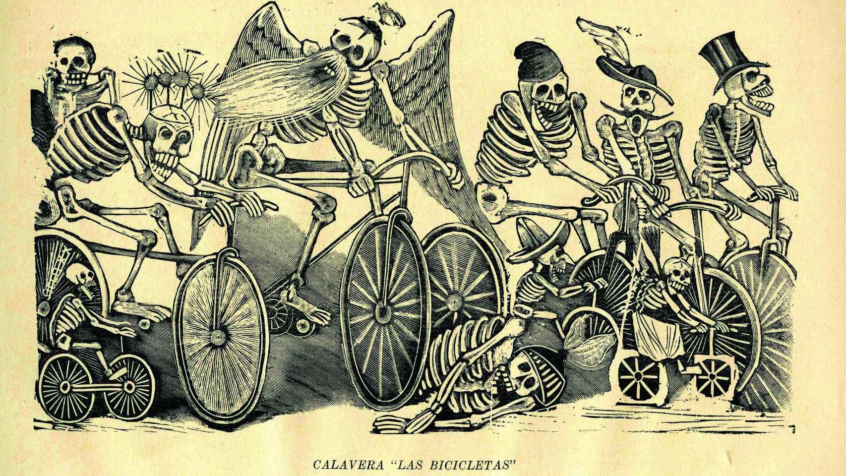 José Guadalupe Posada: 'Calavera las bicicletas', h. 1900