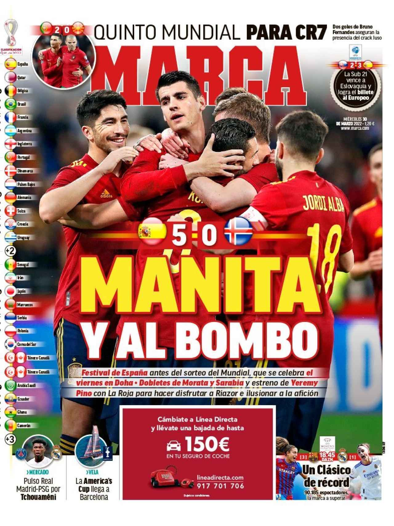 La portada del diario Marca (30/03/2022)