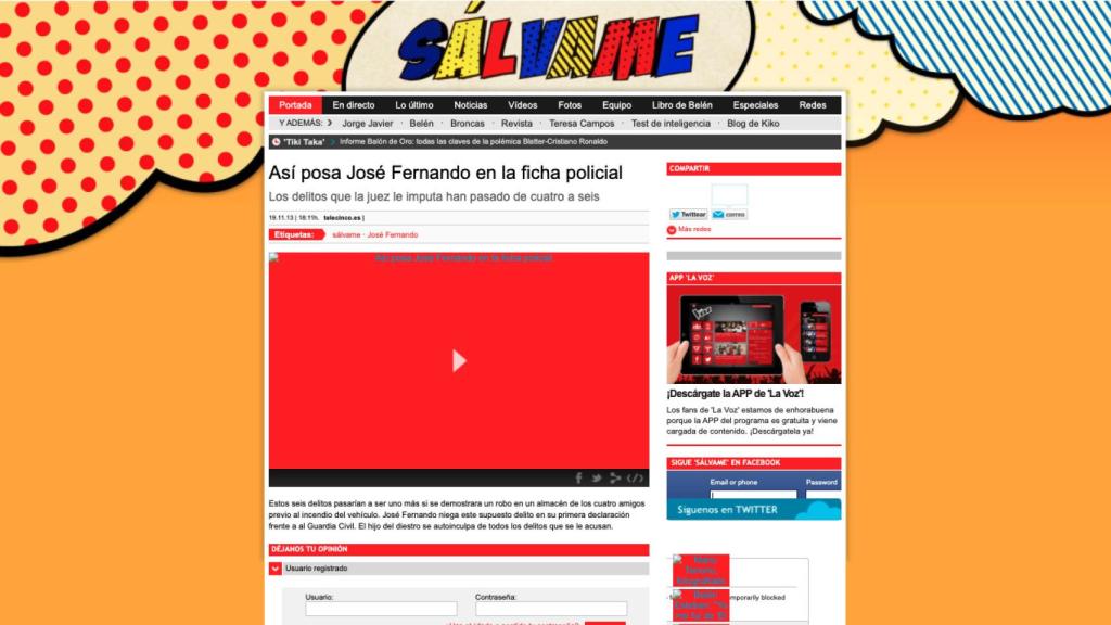 Captura de la web de 'Sálvame'.