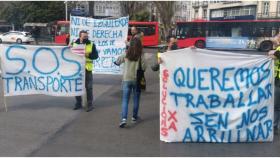 Protesta de transportistas en A Coruña.